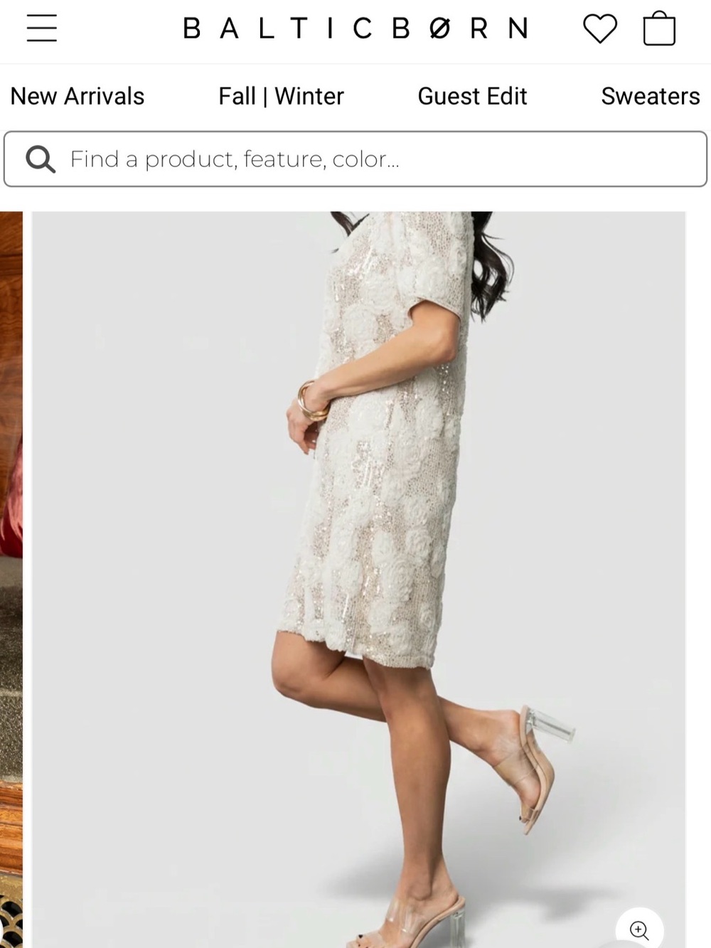 Baltic Born Ivory Sequin Mini Shift Dress